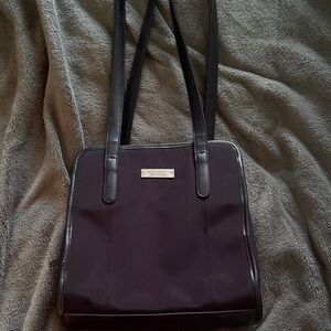 Classic Black Nylon Tote Bag with Long Straps